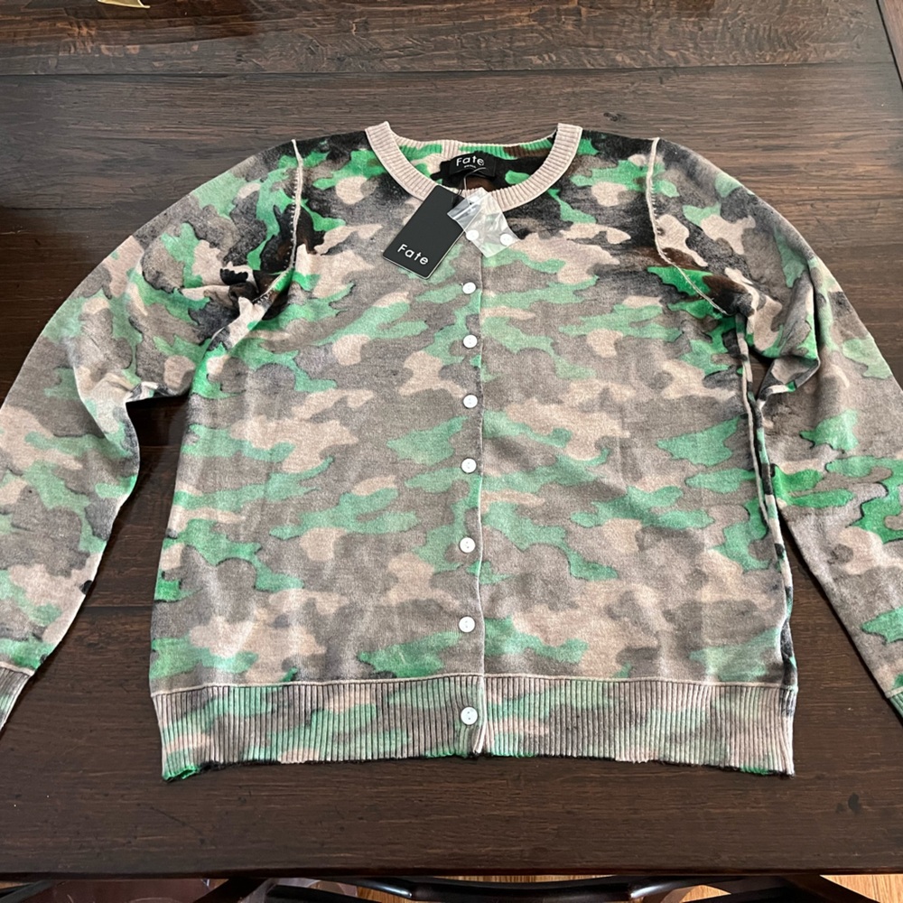 Camo Cardigan Sweater